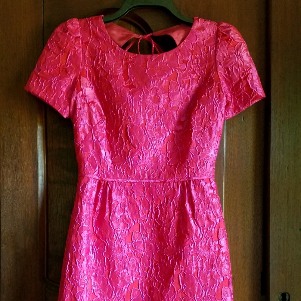 Hot Pink JCrew floral brocade mini dress